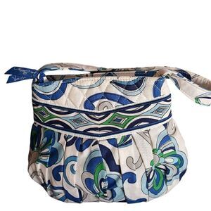 Y2K Vera Bradley Mediterranean White Hannah Purse Blue Handbag Pocketbook
